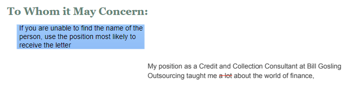 Criticism for the Cover Letter